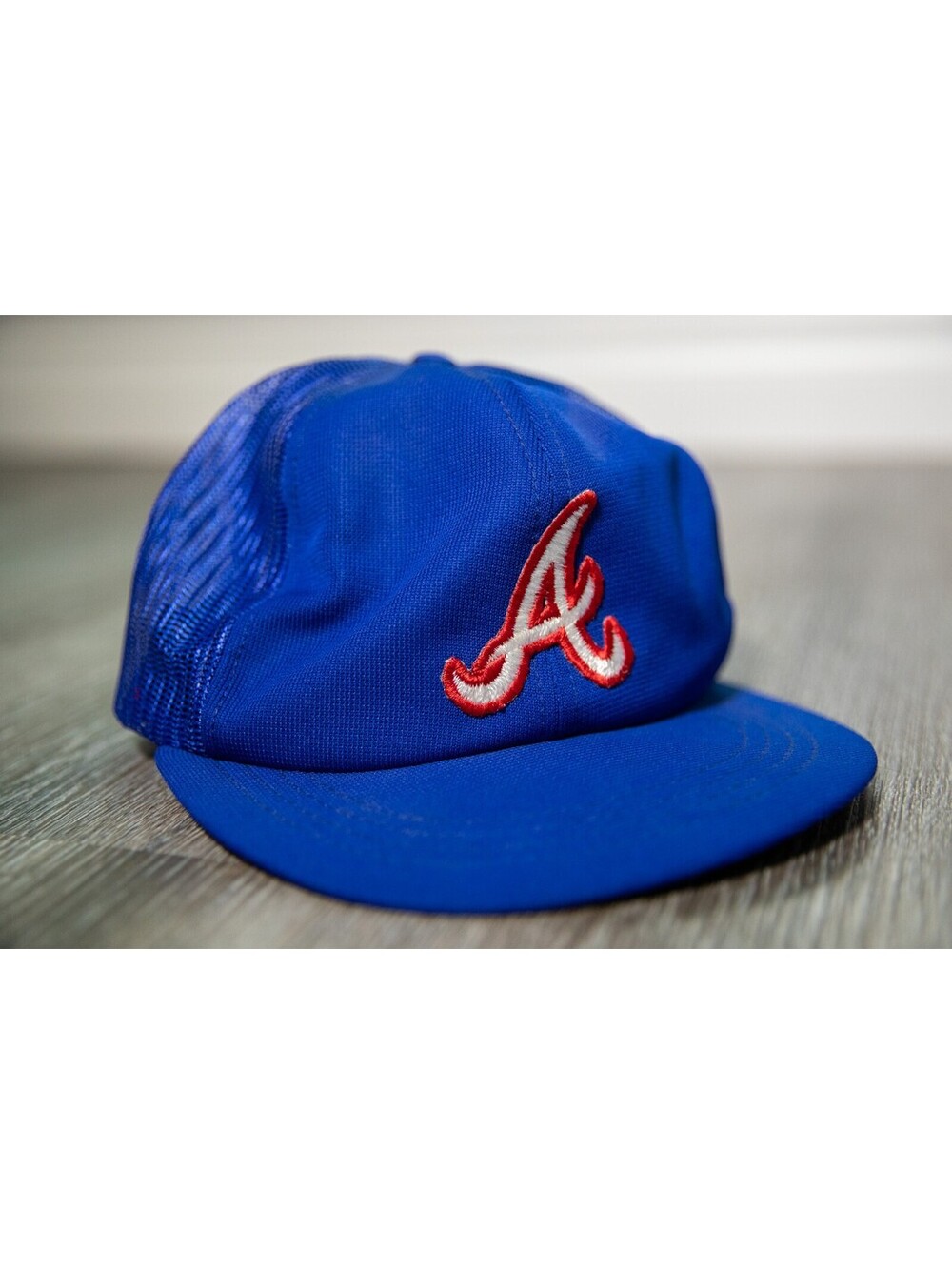 Atlanta Braves Mesh Snap Back Cap Blue Trucker Hat MLB Baseball Vintage 80s